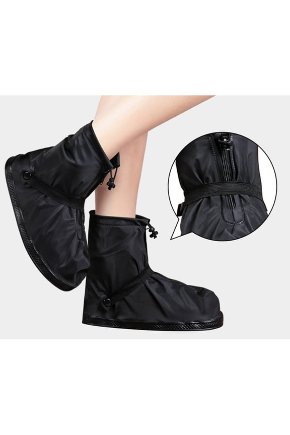Non- Shoe Covers with Zipper, Rain and Snow , Black Overshoes for Outdoor Use