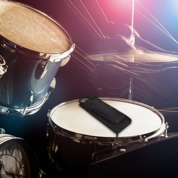 MEIBUTYUP Oxford Cloth Drumstick Storage Bag Black Portable Drumstick Holder with Adjustable Strap for Drum Accessories