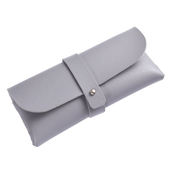 MEIBUTYUP Grey PVC Glasses Case with Clamshell Buckle Design for Eyeglass Storage and