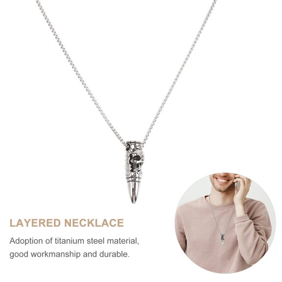 MEIBUTYUP Skull Necklace for Men Cool Style Assorted Color Titanium Steel