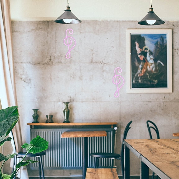 MEIBUTYUP Pink PVC Music Note Neon Light Decorative Lamp for Unique Home Decor and 12.5 inches