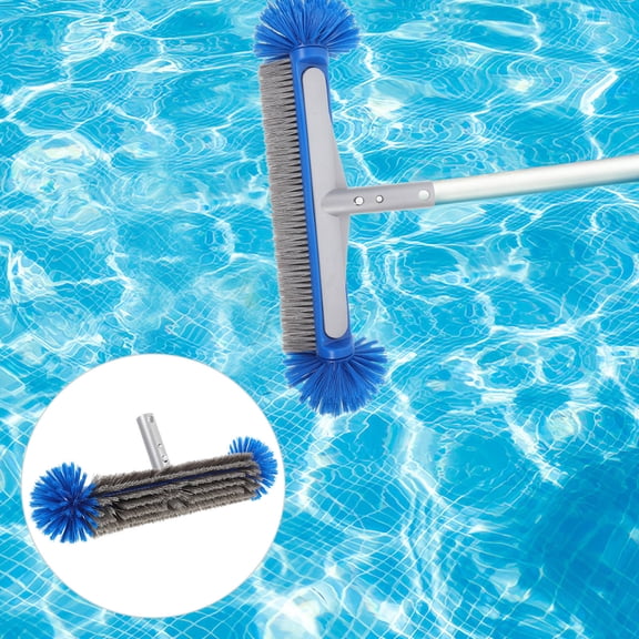 MEIBUTYUP Swimming Pool Cleaning Brush with Ergonomic Handle Durable Blue Rubber Scrubber