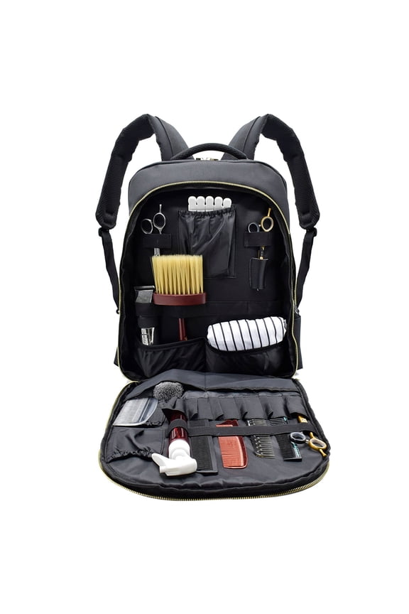 Stylists Backpack Waterproof with Multiple Pockets for Hairdressing Tools Black 1Pc