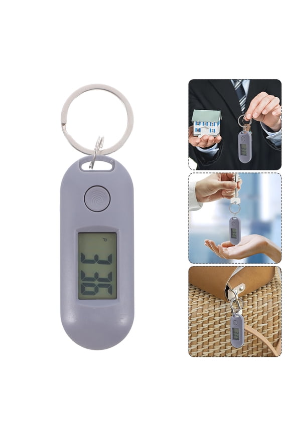 Grey Electronic Keychain Watch Digital Display Lightweight for Backpacks and Sports