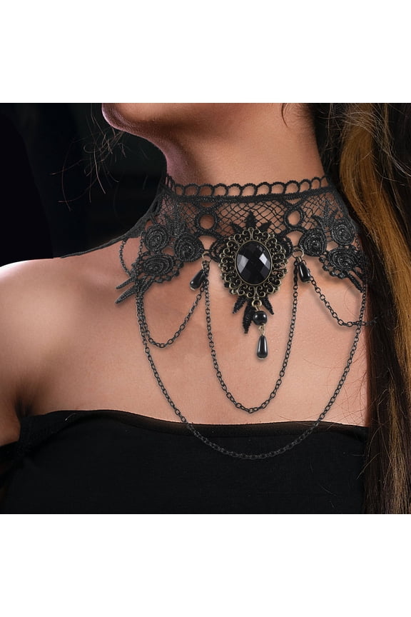 Goth Necklaces for Women Style Black 1Pcs 10.2 x 6.7 x 0.04In