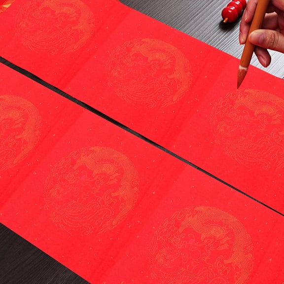 MEIBUTYUP Red Xuan Paper Roll for Traditional Chinese and Spring Festival Crafts Lightweight and