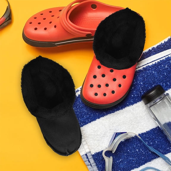 MEIBUTYUP Removable Black Plush Furry Liners for Cozy Winter Slippers and Shoes, Soft Warm Inserts for Home Comfort