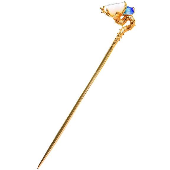 MEIBUTYUP Fashionable Golden Hair Bun Stick with Floral Details Chinese Hair Accessory for Events