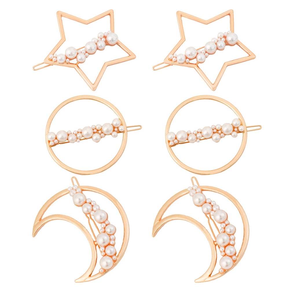 Rose Gold Circle Hair Clip Set Dainty Pearl And Rhinestone Bobby Pin Hair Clip | Set of 3  main image 4