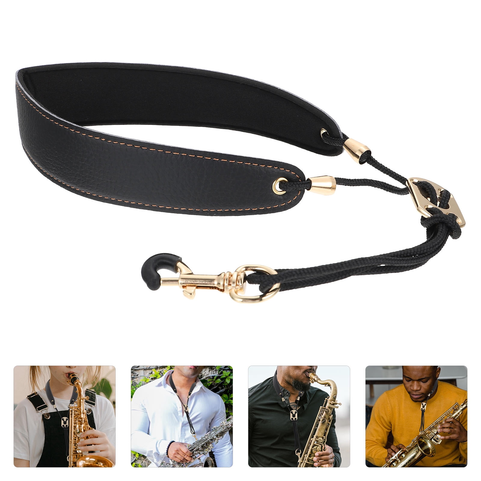 Saxophone Accessory MEIBUTYUP Professional Black Metal Saxophone Strap Belt for Players ...