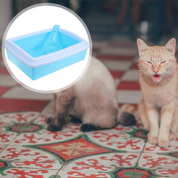 MEIBUTYUP Semi Enclosed Cat Litter Box for Cats and Kittens with Spill-Proof Design and Easy Access