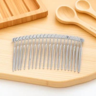 MEIBUTYUP Wedding Veil Metal Comb in Silver with Loop Twisted Teeth for Embellishments