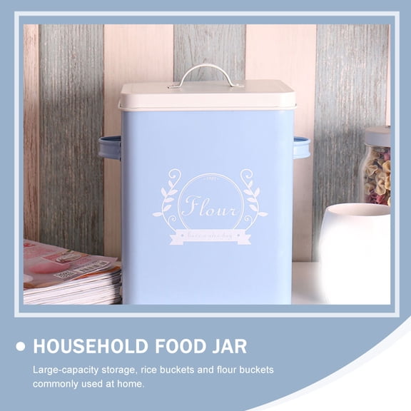 MEIBUTYUP Iron Food Storage Container, Sky-Blue, Large Capacity, Sturdy and , Multi-Function Use