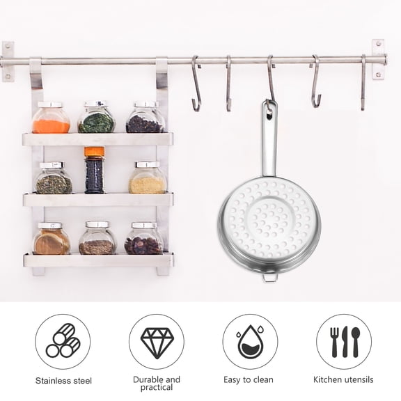 MEIBUTYUP Large Stainless Steel Fine Mesh Kitchen Strainer with Holes, Cooking Sieve for Professional Chefs, 1 Set