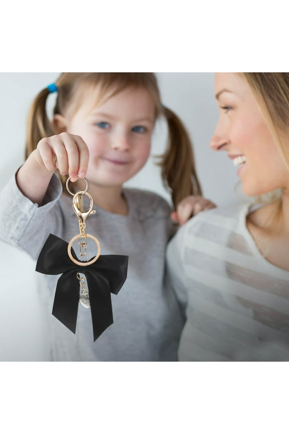 Elegant Black Bow Keychain with Zinc Alloy and Ribbon, Perfect for Bags, Keys, and Accessories