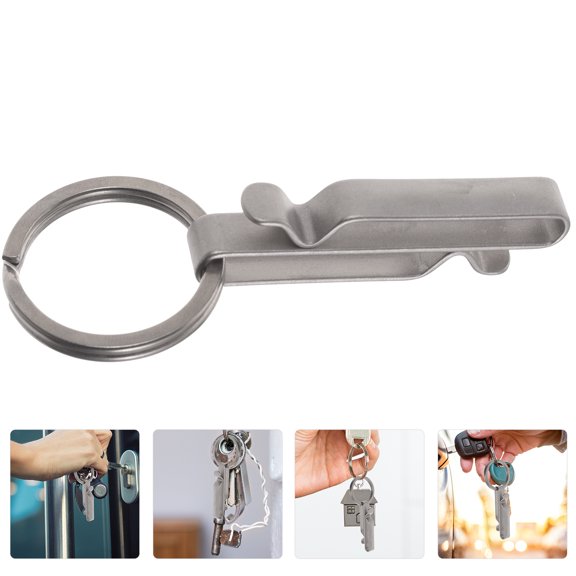 MEIBUTYUP Compact Titanium Keychain with Locking Carabiner Clip for Belt