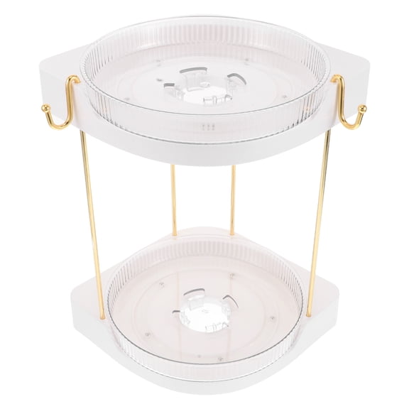 MEIBUTYUP Vanity Aesthetic Corner Rotating Plastic Cosmetic Organizer For Bathroom Countertop 1Pack