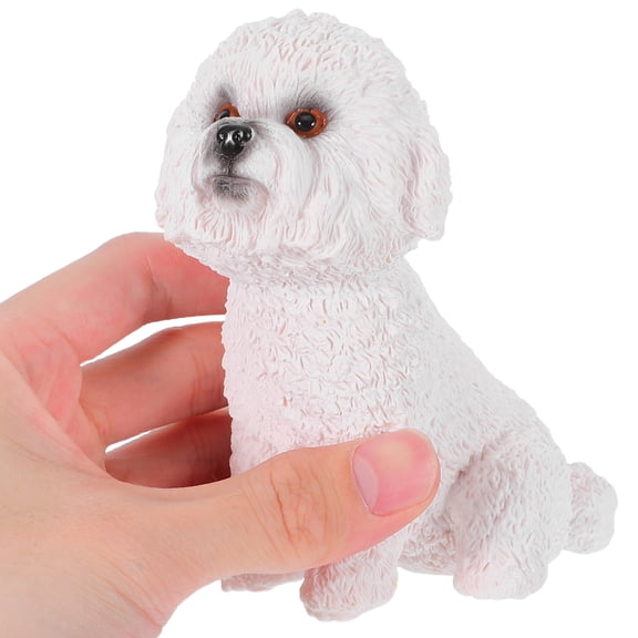MEIBUTYUP White Mini Poodle Dog Figurine 1 Pack PVC Miniature Statue for Office Desk Decoration and Home Display