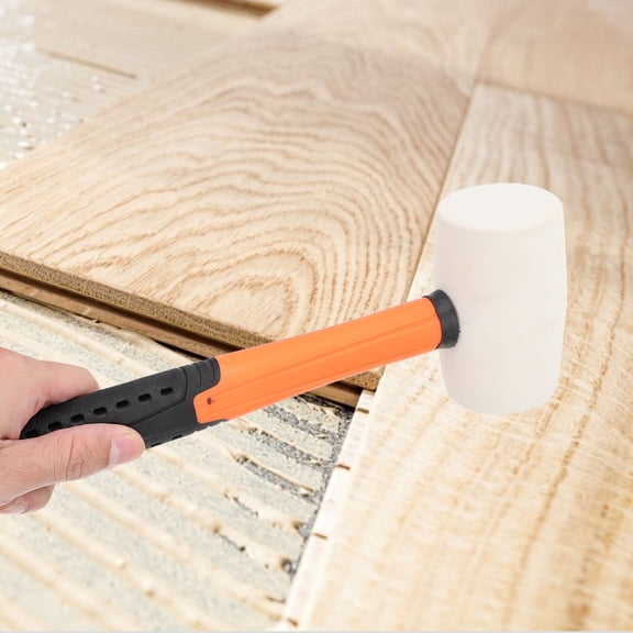 MEIBUTYUP White Rubber Mallet with Ergonomic Round Handle, Hammer Tool for Home, Workshop, and General Use, 1 Pc