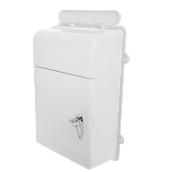 MEIBUTYUP White Wall-Mounted Mailbox with Lock, Weather-Resistant Design for Secure Letter Storage, 12.5 x 10.5 x 4.5 Inches