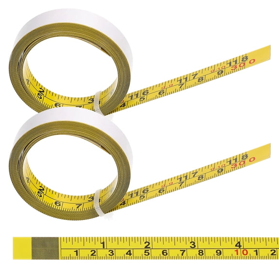 MEIBUTYUP Yellow Metal Tape Measure with Adhesive Backing for Woodworking, Drafting, Workbench Use, and Accurate Measuring Tool
