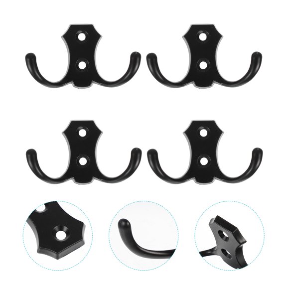 MEIBUTYUP Zinc Alloy Indoor Storage Hook Black Wallmounted Hanger for Home Use 4pcs