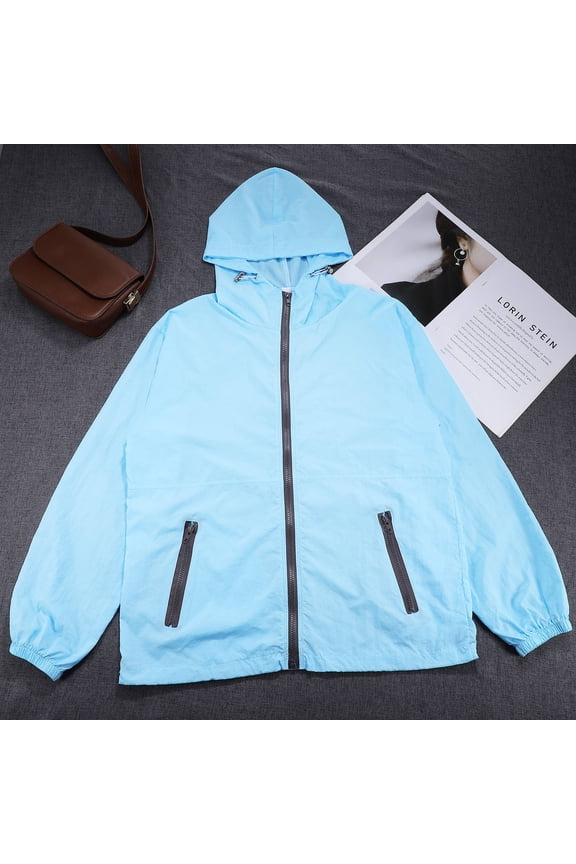 Womens Lightweight Sky Hooded Utility Jacket Casual Outdoor Coat for Hiking Camping