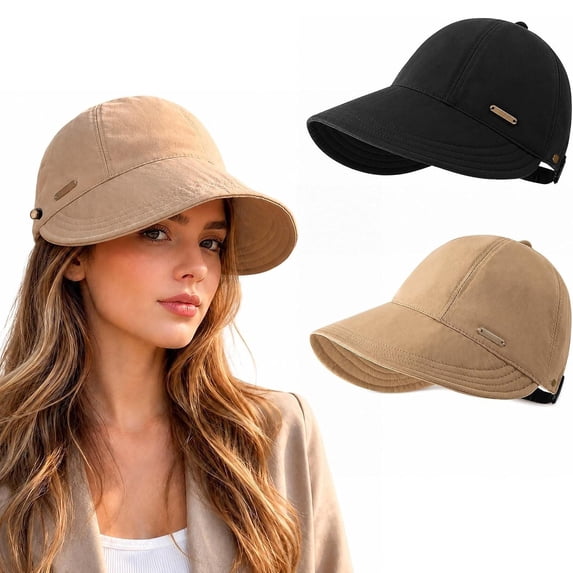 MEICHEN 2 PCS Cotton Baseball Caps for Women Adjustable Sun Hat Lightweight Breathable Casual Sports Dad Hat for Outdoor Travel Daily Wear