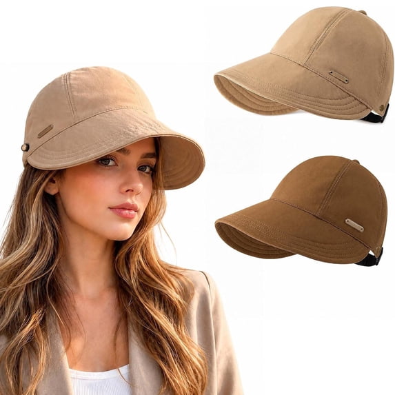 MEICHEN 2 PCS Cotton Baseball Caps for Women Adjustable Sun Hat Lightweight Breathable Casual Sports Dad Hat for Outdoor Travel Daily Wear