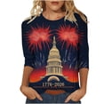 thumbnail image 1 of MEICHEN 250th Anniversary 3/4 Sleeve T Shirt for Women America Flag Patriotic Top 1776-2026 Graphic Tee 4th of July Blouse, 1 of 5