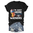 thumbnail image 1 of MEICHEN 4th of July Women's Independence Day I'm Just Here for The Flag Print Crew Neck T Shirt Summer 250th Anniversary Tops, 1 of 4