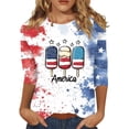 thumbnail image 1 of MEICHEN 4th of July Women's Three Quarter Sleeve Shirt USA Patriotic Flag Graphic Print Top Summer 250th Anniversary Tops, 1 of 6