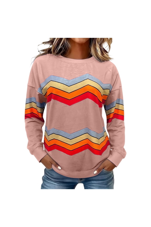 Athleisure Crewneck Topss for Women Oversized Long Sleeve Cute Tops Teen Girls Lightweight Pullover Sweaters