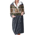 thumbnail image 1 of MEICHEN Bath Robes for Women Fashion Hooded Fleece Robe Soft Warm Bathrobe Cute Striped Plush Loungewear with Pockets Women's Essentials Summer Sleepwear, 1 of 5