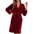 thumbnail image 1 of MEICHEN Bath Robes for Women Fashion Long Fleece Robe Fuzzy Cozy Warm Bathrobe Shawl Collar Spa Robe Laddies Loungewear Women's Essentials Summer Sleepwear, 1 of 6