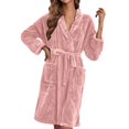 thumbnail image 1 of MEICHEN Bath Robes for Women Fashion Long Fleece Robe Fuzzy Cozy Warm Bathrobe Shawl Collar Spa Robe Laddies Loungewear Women's Essentials Summer Sleepwear, 1 of 6