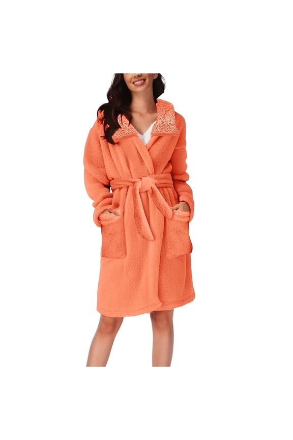 Bath Robes for Women Fashion Fall/winter Hooded Pajamas Home Plush Thermal Bathrobe Nightgown Women's Essentials Summer Loungewear