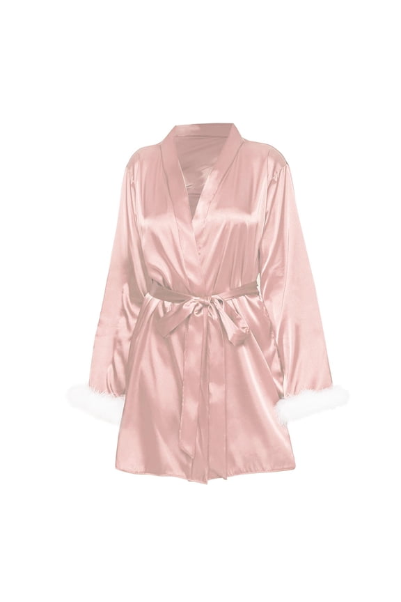 Bath Robes for Women Fashion Silk Lace Up Cardigan Bathrobe Pajamas Comfortable Ice and Fun Home Clothes Women's Essentials Summer Loungewear