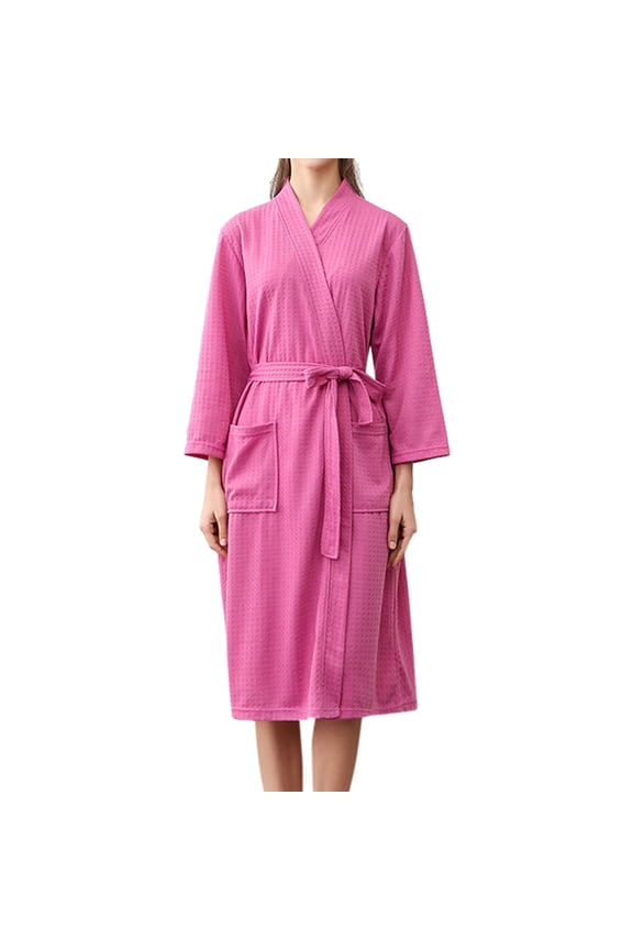 Bath Robes for Women Fashion Unisex Breathable Solid Color Bathrobe Splicing Home Clothes Robe Coat Women's Essentials Summer Loungewear