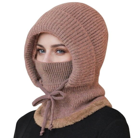 MEICHEN Beanie for Elegant Women Fashion Women's Winter Hat Scarf Velvet Insulation Anti Cold Wind Winter Cycling Knitted Woolen Hat Winter Accessories Pink