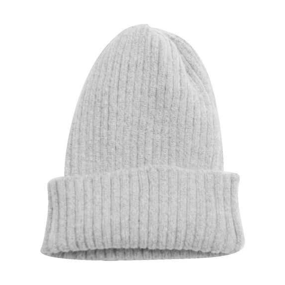 MEICHEN Beanie for Delicate Ladies Fashion Women's Autumn and Winter New Versatile Casual Knitted Woolen Hat Winter Accessories Gray