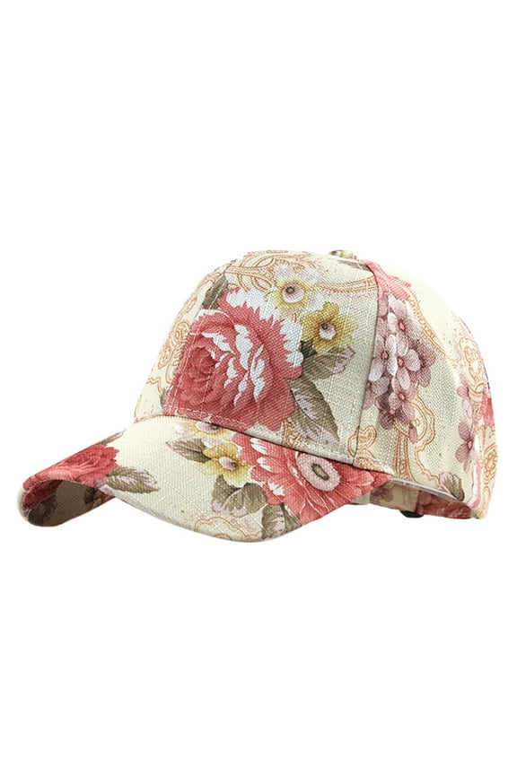Beige Women's Baseball Caps, Peony Color Baseball Cap Casual Cotton Trend Duck Cap Outdoor Sun Hat,Women's Accessories Baseball Caps