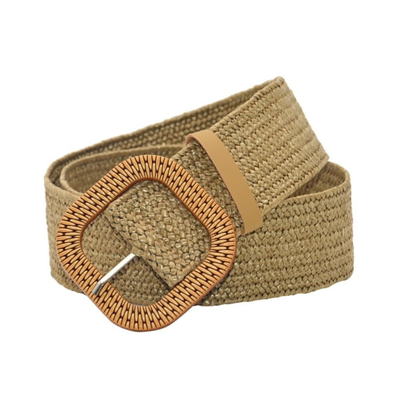 MEICHEN Belt for Women Straw Woven Elastic Wide Waist Belts For Dresses With Buckle Khaki Women's Accessories Belt