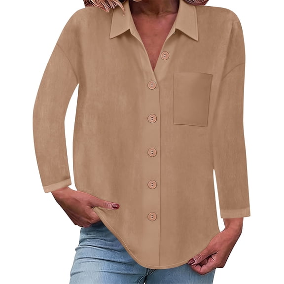 MEICHEN Button Up Shirts Women Solid Color Loose Long Sleeve Linen Shirt Drop Shoulder Comfortable Business Casual Blouse Top Womens Tops