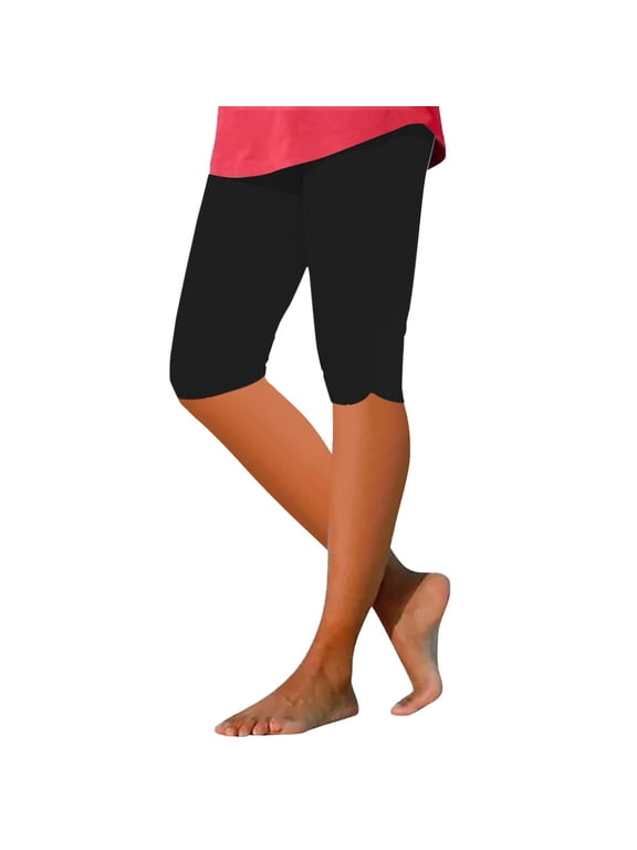 Capri Leggings for Women Knee Length Capri Leggings Summer Cropped Pants Casual Solid Comfy Capris