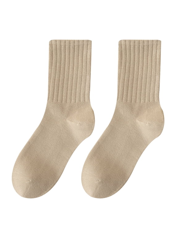 Casual Socks for Women, Women Solid Color Socks Mid Tube Autumn and Qinter All Long Tube Pure Cotton Pile Socks, Fall Winter Fashion Accessories