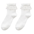 thumbnail image 1 of MEICHEN Casual Socks for Women, Ladies Winter Socks Solid Color Lace Short Tube Mesh Hollow Out Socks Streetwear, Fall Winter Fashion Accessories, 1 of 8