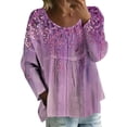 thumbnail image 1 of MEICHEN Casual Tops for Women Long Sleeve Sweater Sports Fan Round Neck Tops Soft Workout Pullover, 1 of 5