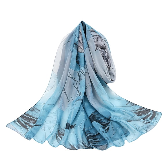 MEICHEN Chiffon Scarf for Women Trendy Lightweight Silk Scarf Soft Elegant Flower Printed Shawl Wraps