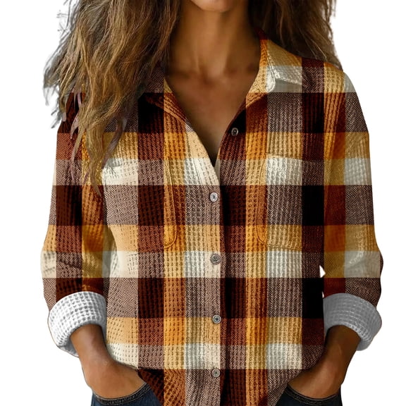 MEICHEN Collared Shirts for Women with Buttons Denim Patchwork Pullover Printed Topss Casual Jean Tops Blouses